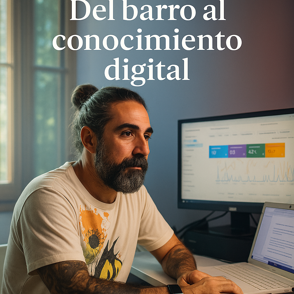 Miguel Ángel trabajando desde casa tras dejar la construcción, transformación digital