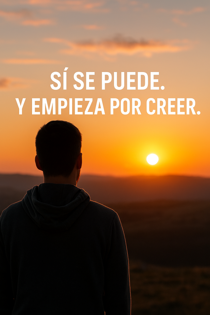 Amanecer motivacional con mensaje "Sí se puede. Y empieza por creer"