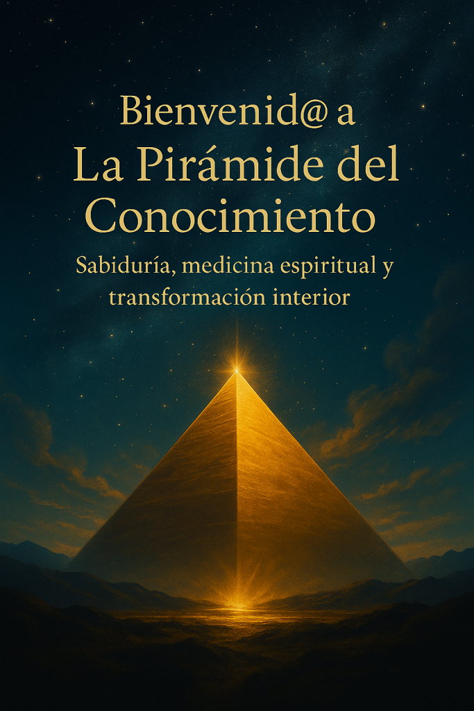 Pirámide dorada bajo cielo estrellado representando despertar espiritual