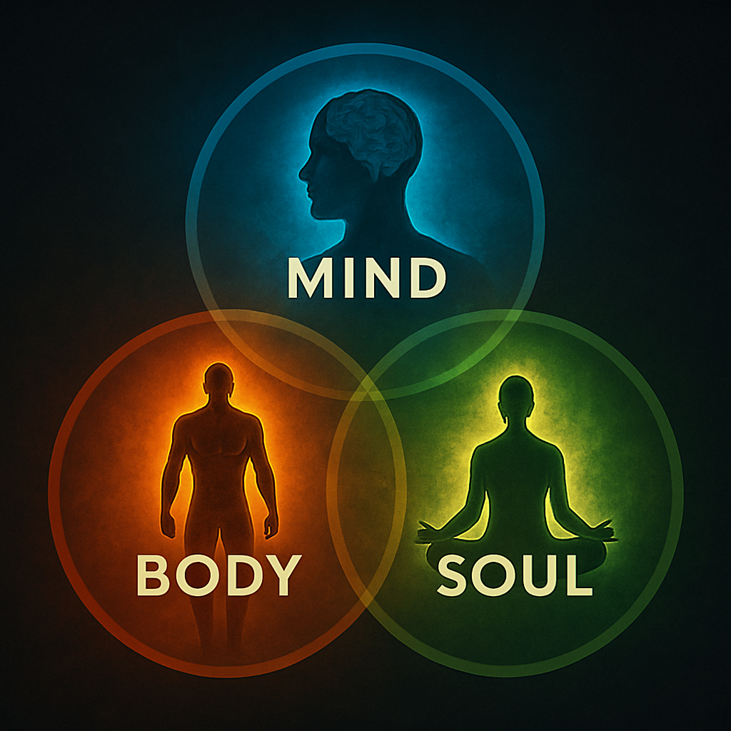 Infografía visual del entrenamiento integral en Invictos: cuerpo, mente y alma