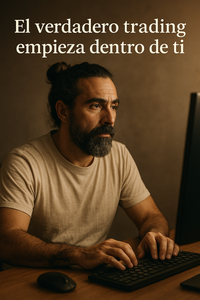 El verdadero trading empieza dentro de ti – Miguel Ángel frente a su escritorio reflexionando sobre el trading consciente