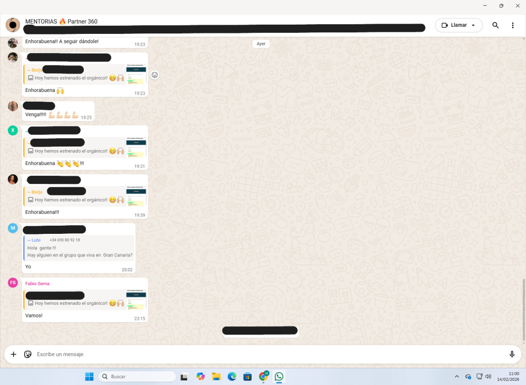 Comunidad y mentorías Partner 360 (captura real)