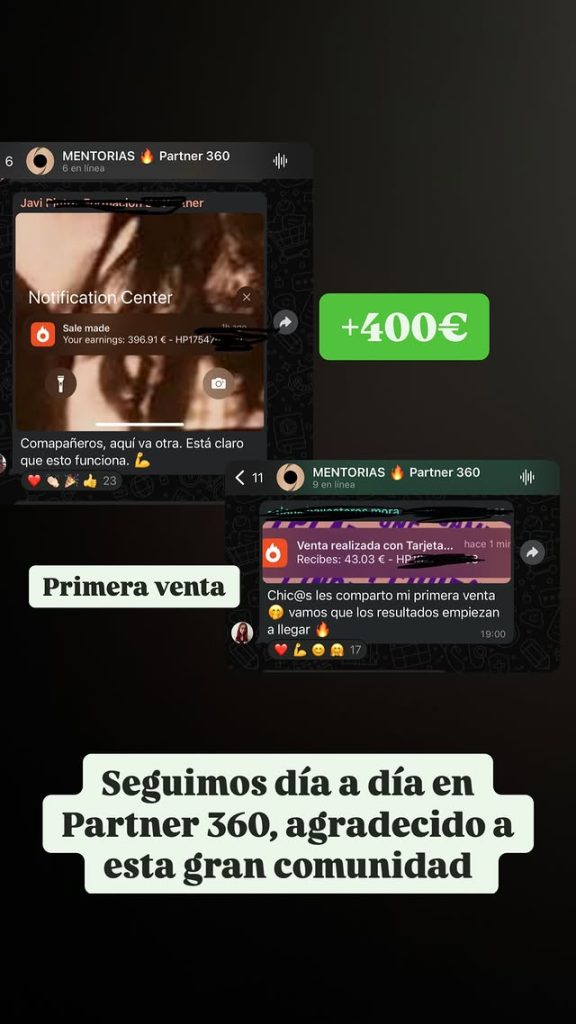 Resultados reales de alumnos de Partner 360 aplicando el sistema