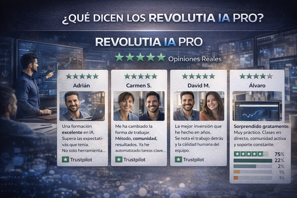Opiniones reales de alumnos de Revolutia IA Pro y valoraciones externas