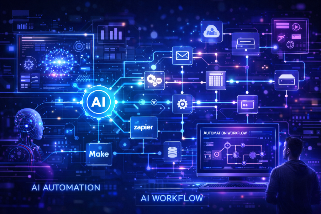 automatizaciones con inteligencia artificial y herramientas como Make y Zapier