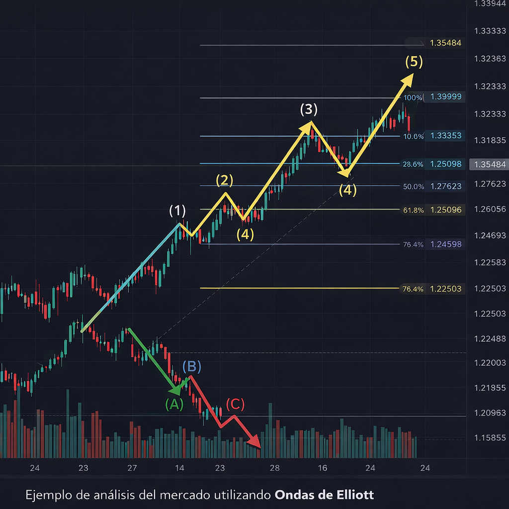 analisis ondas de elliott en grafico de trading