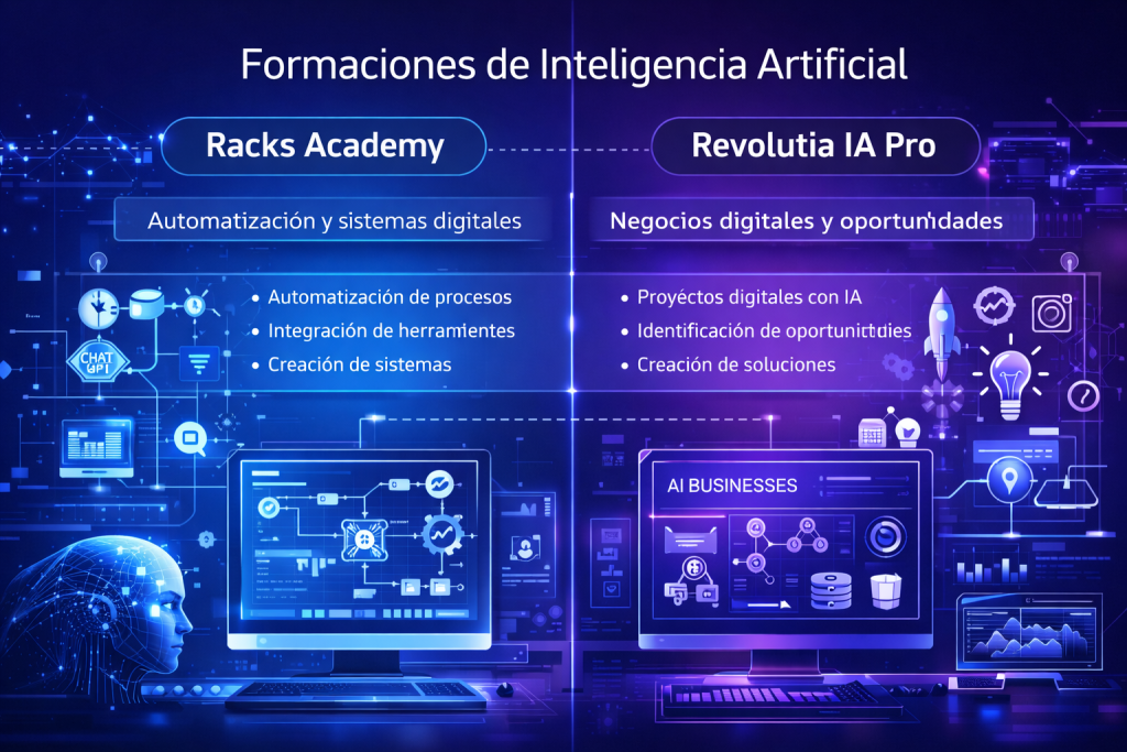 comparativa formaciones inteligencia artificial racks academy revolutia ia pro