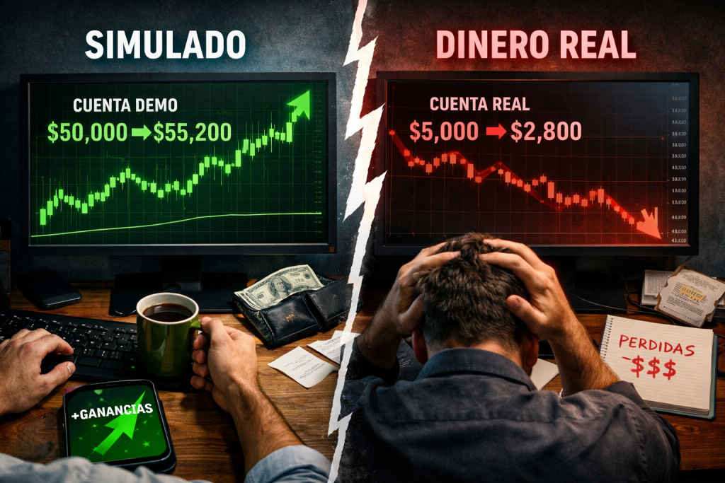 tradeando simulado vs dinero real trading experiencia real