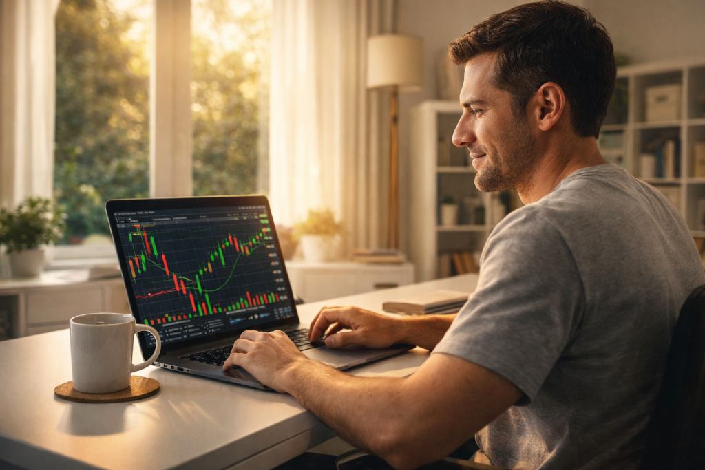 <p>En ese punto, el trading ya no suena a “probar algo nuevo”.</p><p>👉 suena a salida<br>👉 suena a oportunidad<br>👉 suena a algo que podría darte aire</p><p>Y es ahí donde empieza todo.</p><p>Empiezas a investigar.<br>A ver vídeos.<br>A leer historias.</p><p>Y cada vez te metes más.</p><p>Hasta que un día pasa algo.</p><p>👉 empiezas a creértelo de verdad</p><h3 class=