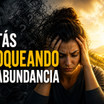 persona bloqueando la abundancia con mente saturada y bloqueo mental sin avanzar